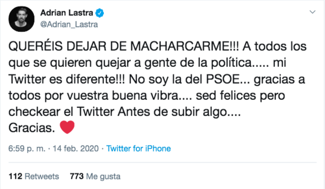 Tuit Adrián Lastra