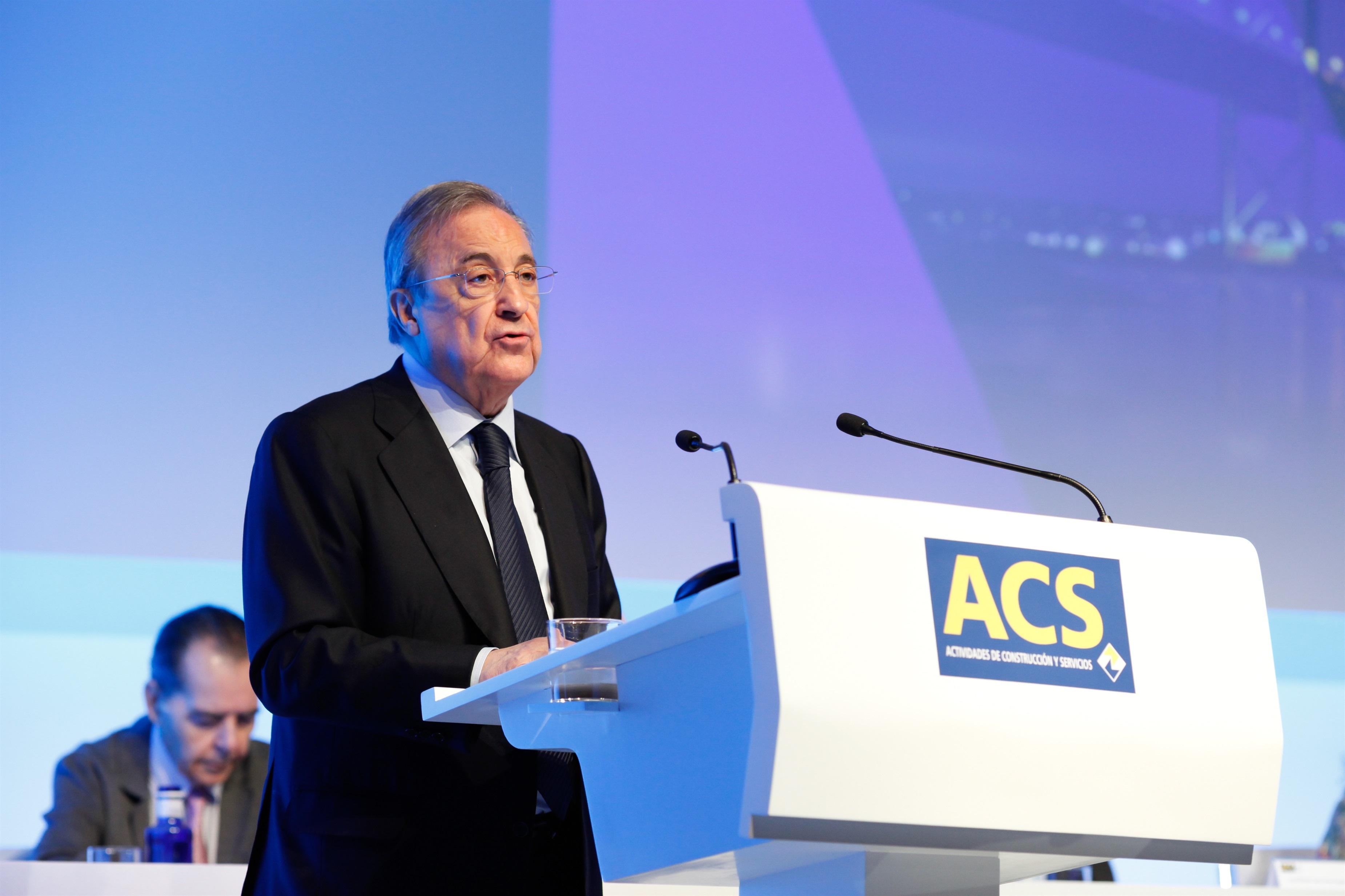 Florentino Pérez, presidente de ACS, en una Junta de Accionistas
