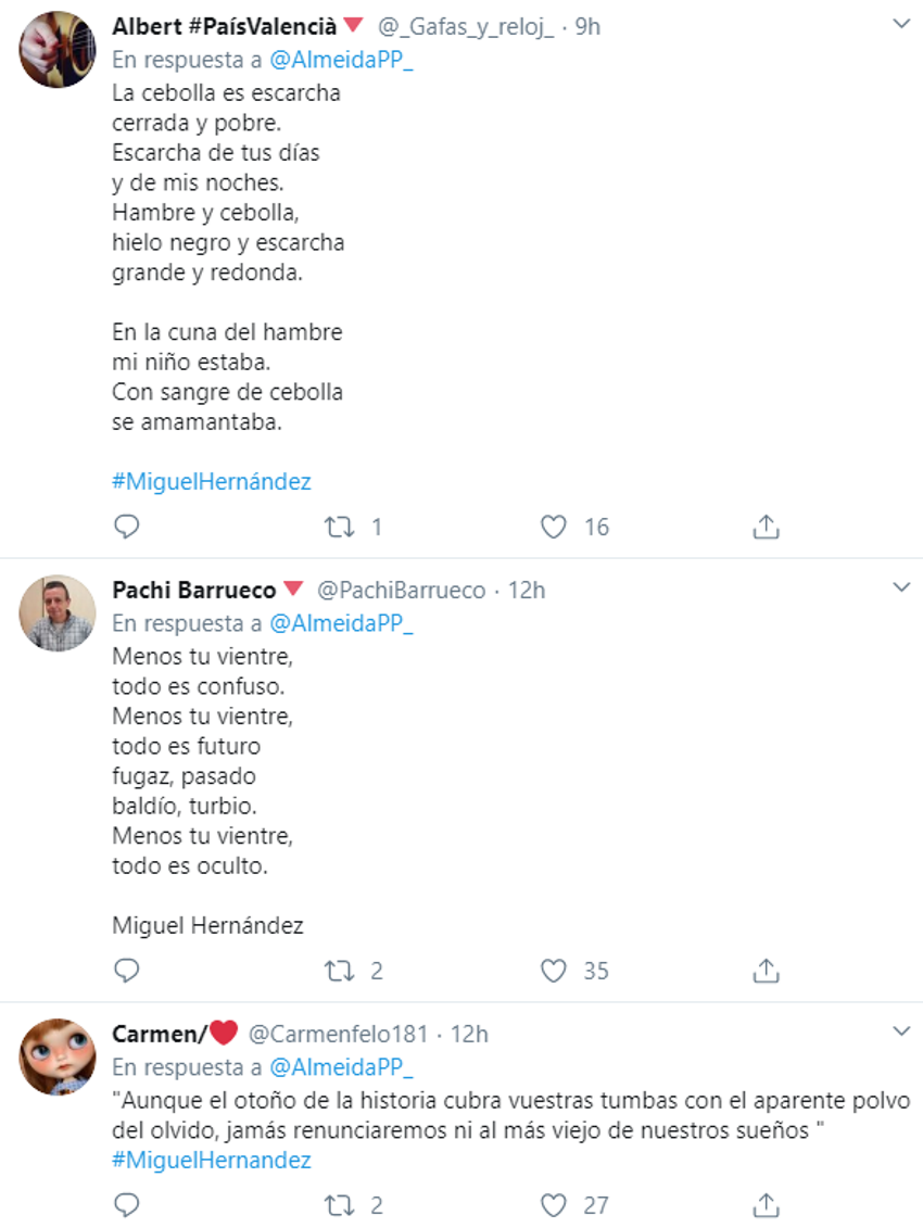 Respestas a Almeida con versos de Miguel Hernández Respestas a Almeida con versos de Miguel Hernández
