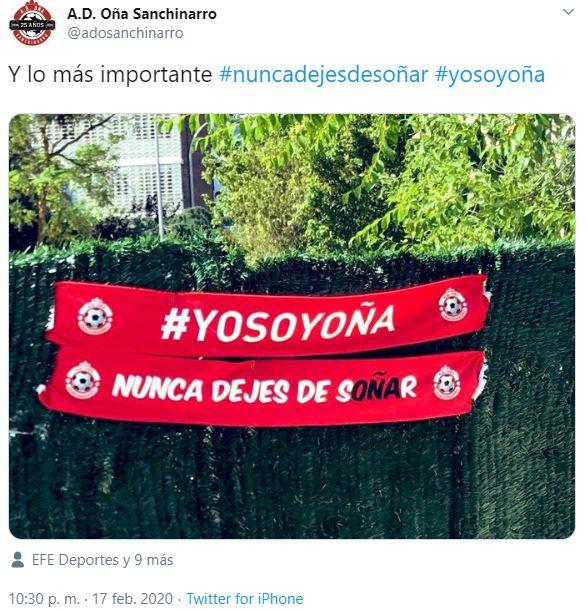 El tuit del A.D. Oña Sanchinarro 3 El tuit del A.D. Oña Sanchinarro 3