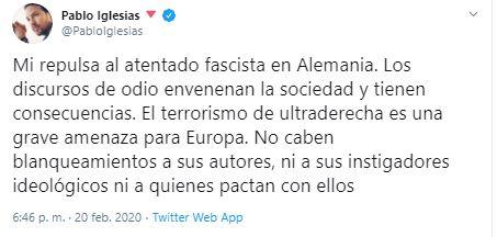 Tuit de Pablo Iglesias