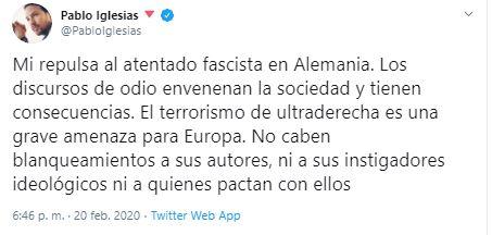 Tuit de Pablo Iglesias Tuit de Pablo Iglesias