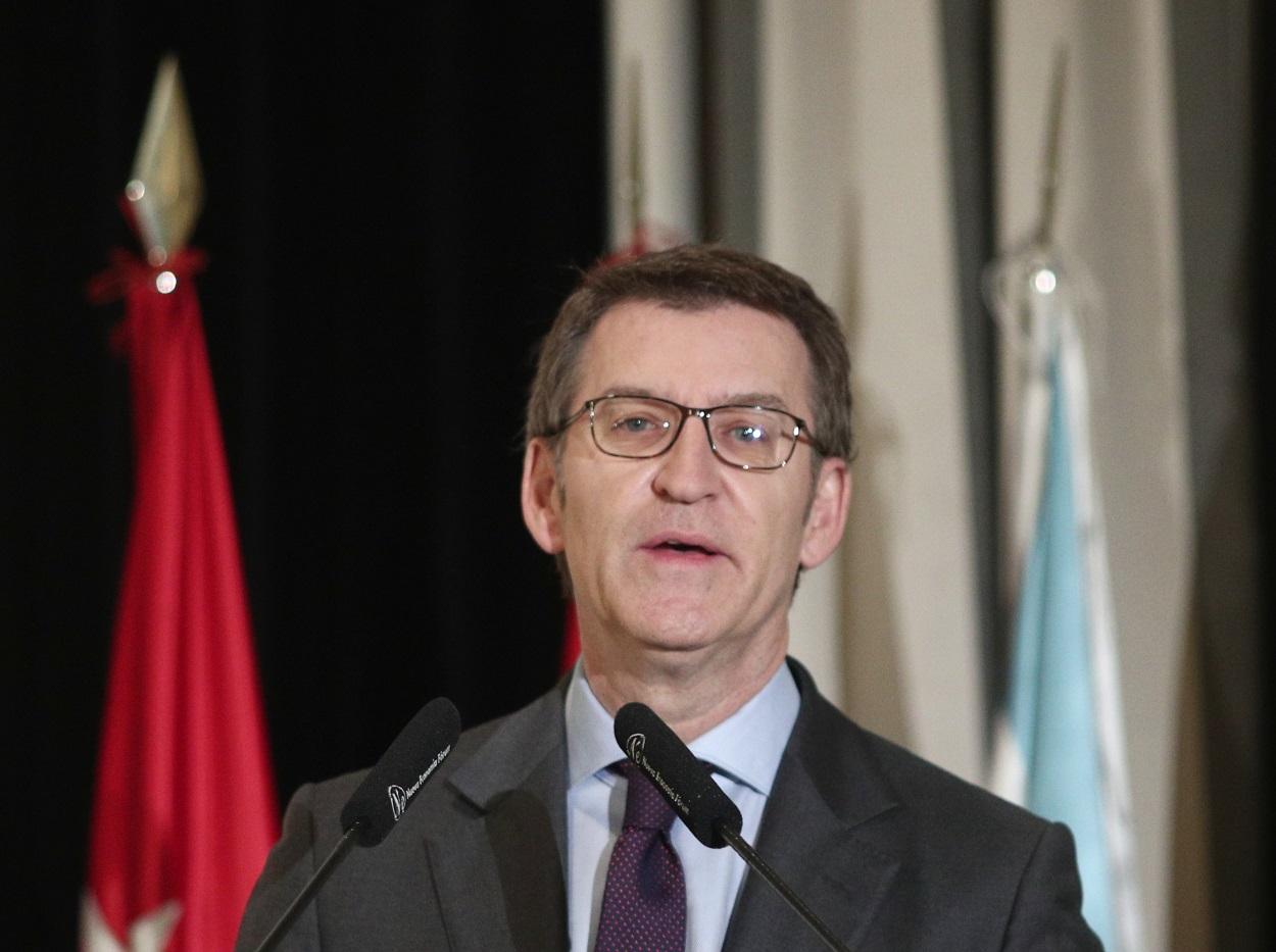 El presidente de la Xunta de Galicia, Alberto Núñez Feijoo, interviene en el Desayuno informativo de Nueva Economía Forum celebrado en Hotel Westin Palace