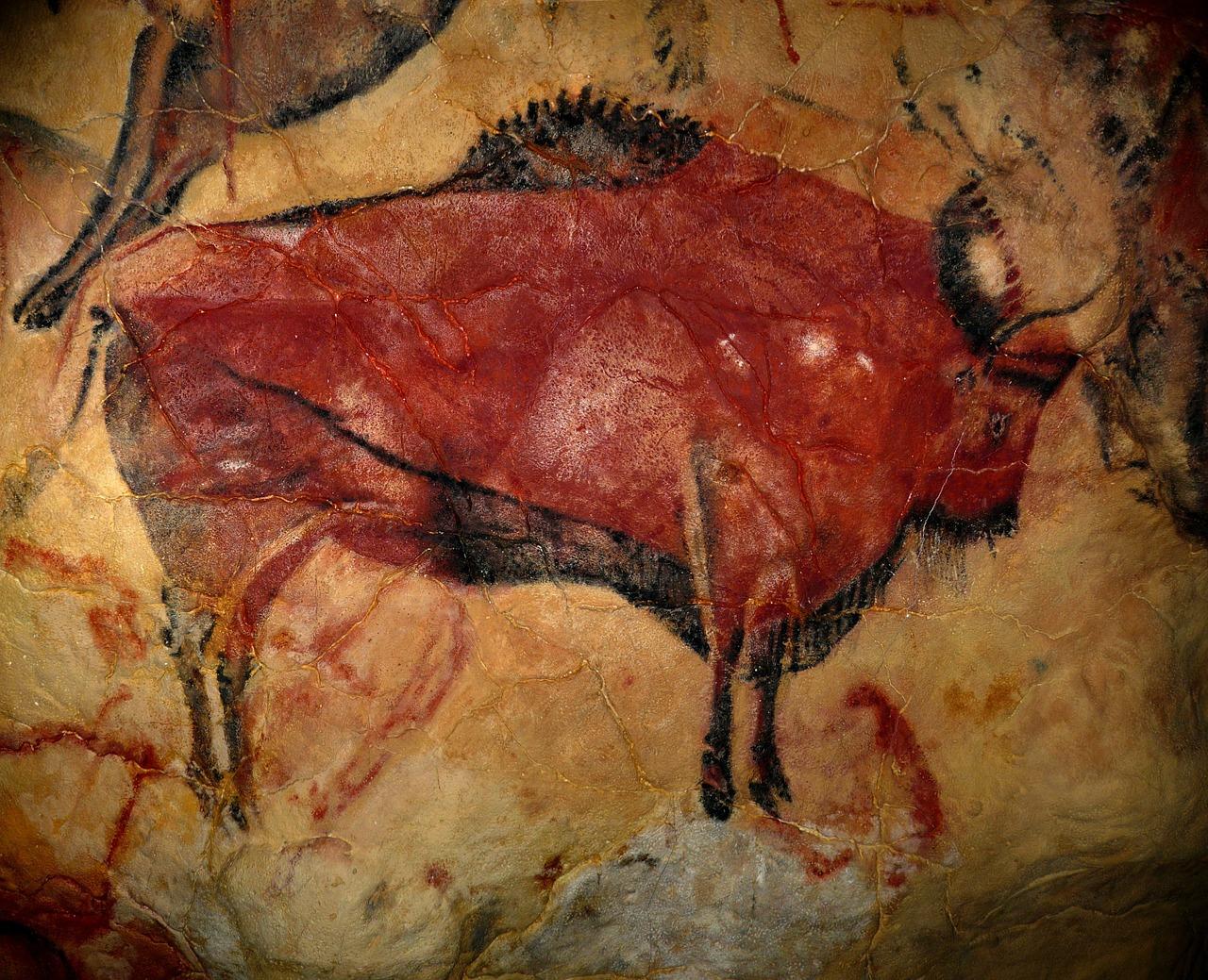 Pinturas rupestres en la Sima de los Huesos. Atapuerca.