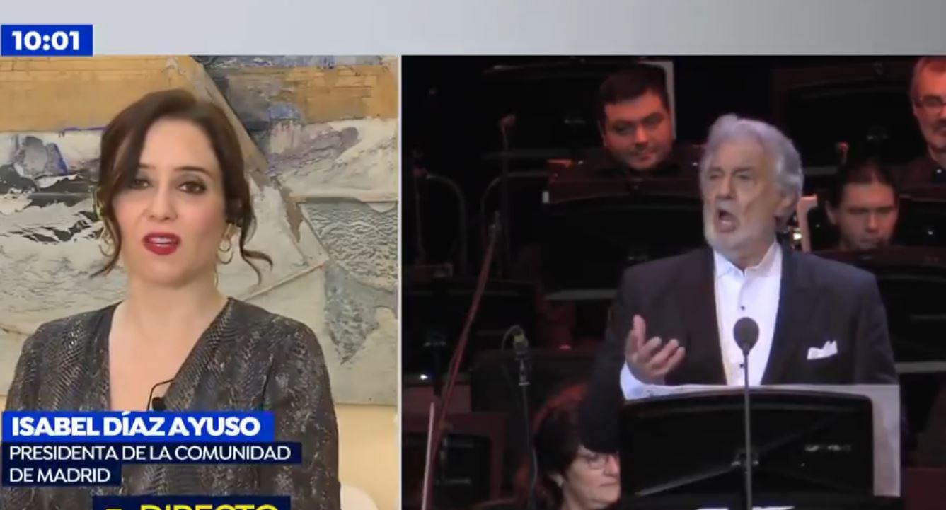 Isabel Díaz Ayuso, en Espejo Público, hablando sobre Plácido Domingo.