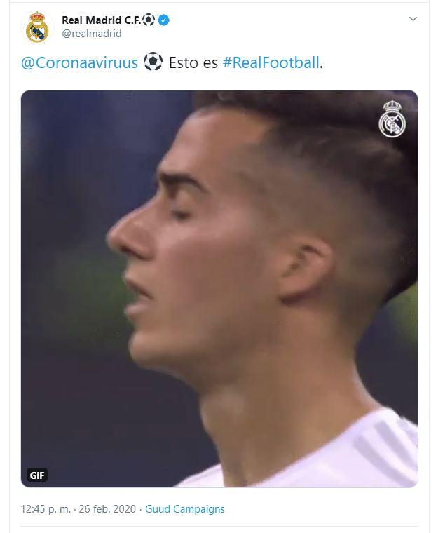 Captura de pantalla del tuit de Lucas Vázquez. Captura de pantalla del tuit de Lucas Vázquez.