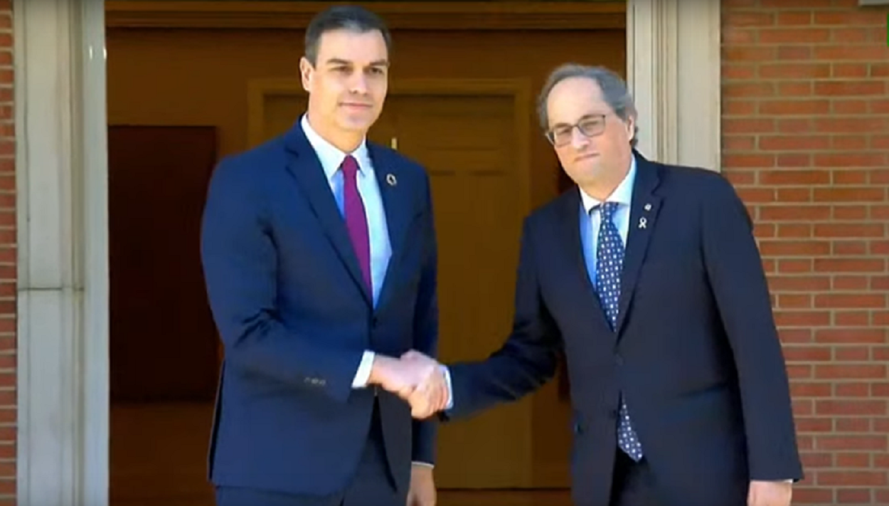 Pedro Sánchez y Quim Torra en La Moncloa