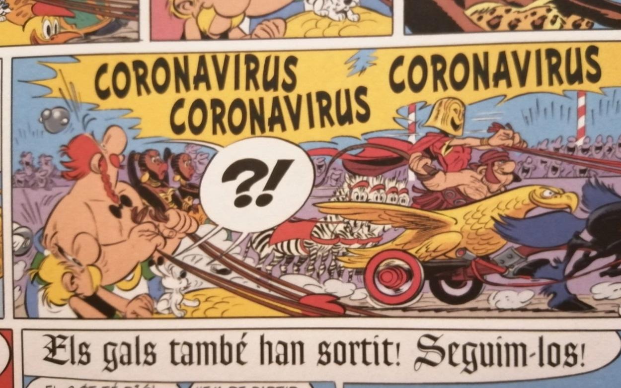 Coronavirus, personaje del cómic en Astérix en Italia