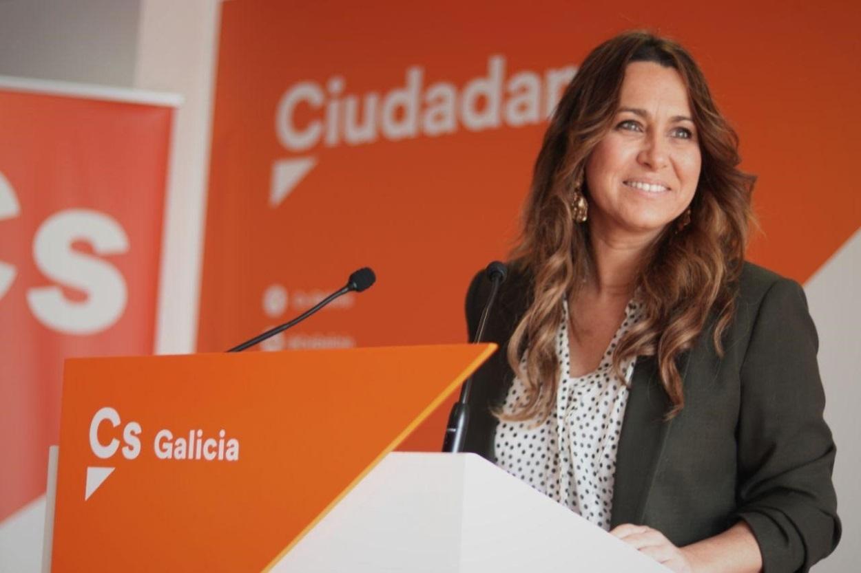 La portavoz de Ciudadanos en Galicia, Beatriz Pino, en rueda de prensa