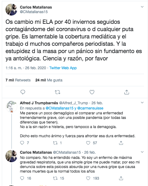 Tuit Matallanas coronavirus Tuit Matallanas coronavirus
