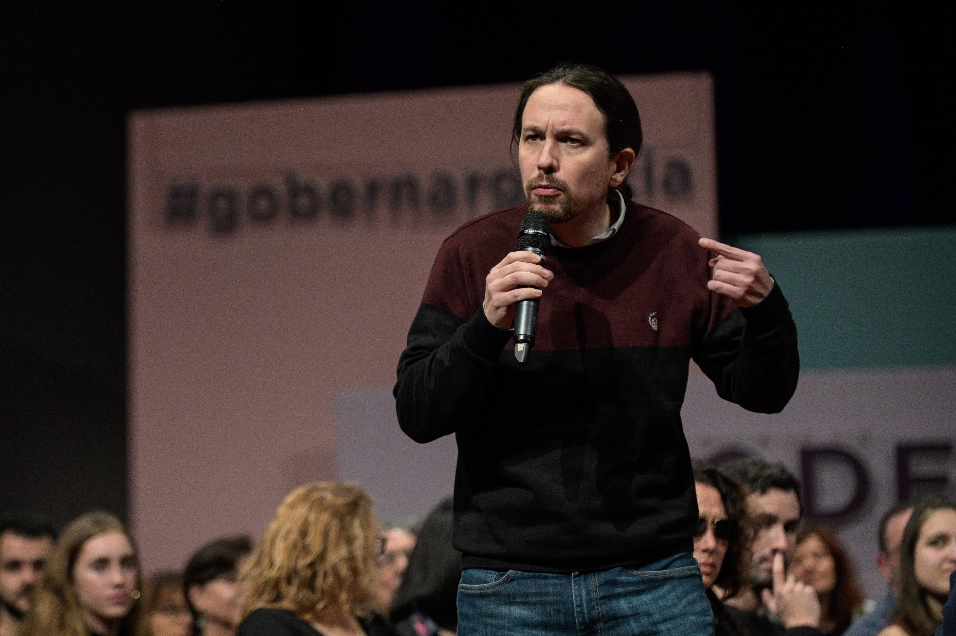 El vicepresidente del Gobierno y secretario general de Podemos Pablo Iglesias durante un acto de Galicia en Común en A Coruña 