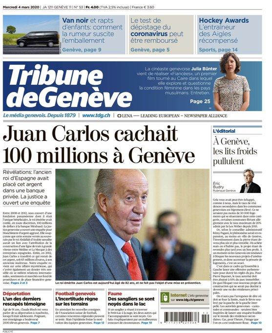 Portada Tribune de Geneve