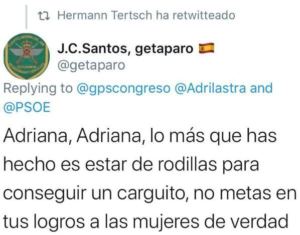 Retuit Hermann Tertsch sobre Adriana Lastra