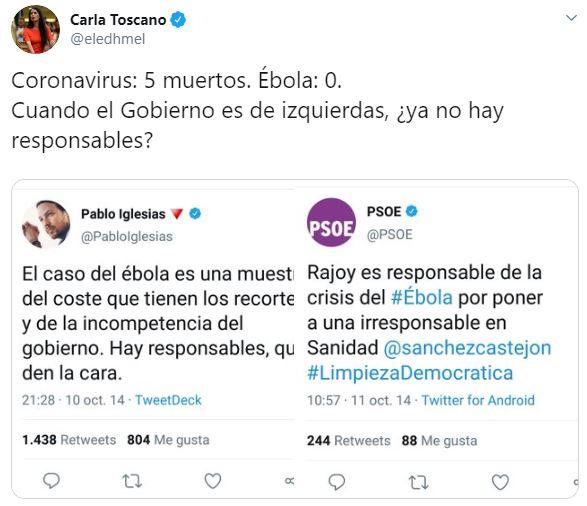 El tuit de Carla Toscano. Twitter El tuit de Carla Toscano. Twitter