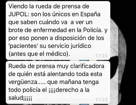 Críticas de policías a Jupol enmensajes de Whatsapp