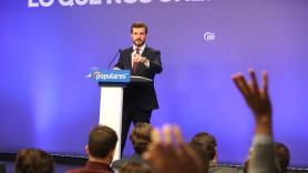 El presidente del Partido Popular, Pablo Casado, en rueda de prensa