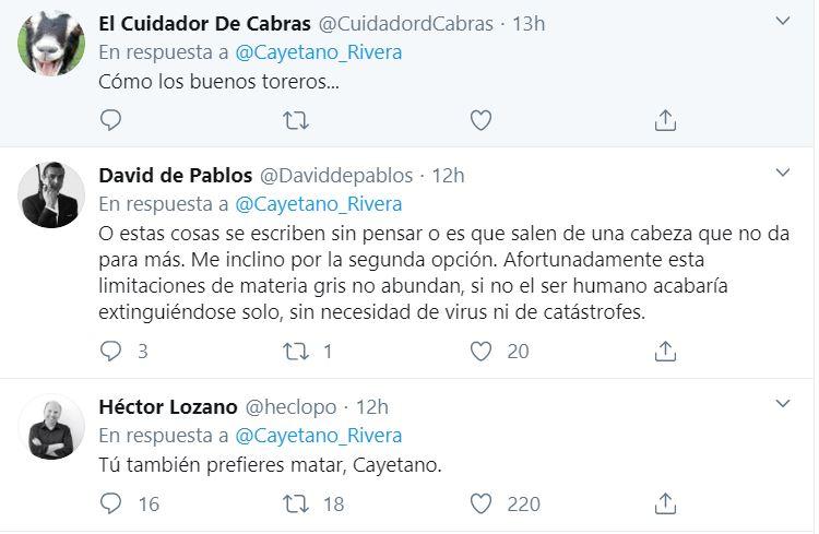 Respuestas a Cayetano Rivera por su tuit sobre el coronavirus