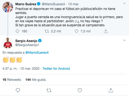 Tuit Mario Suarez coronavirus Tuit Mario Suarez coronavirus