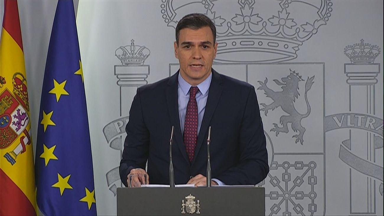 Pedro Sanchez anuncia medidas contra el coronavirus. Moncloa