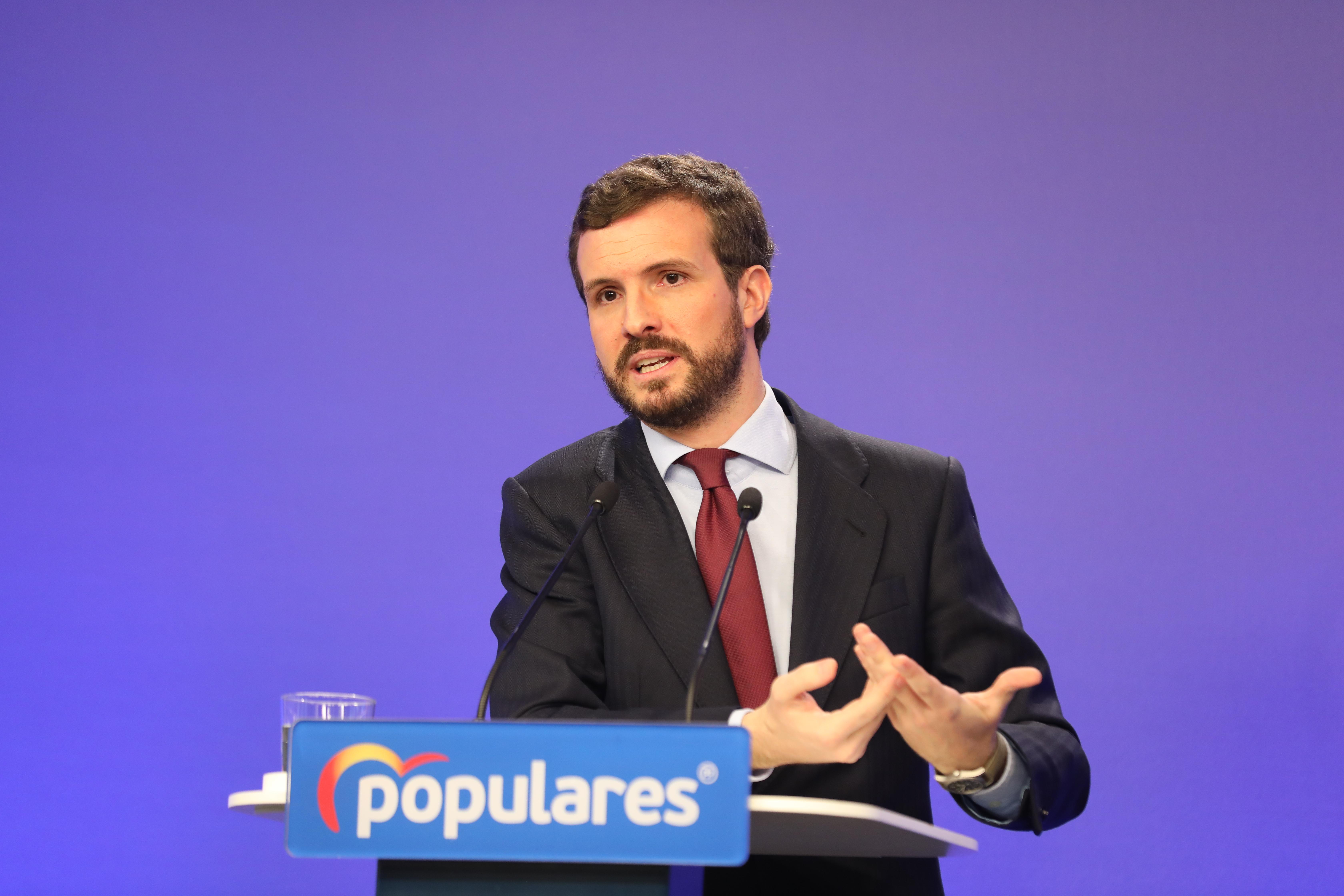 Pablo Casado en rueda de prensa