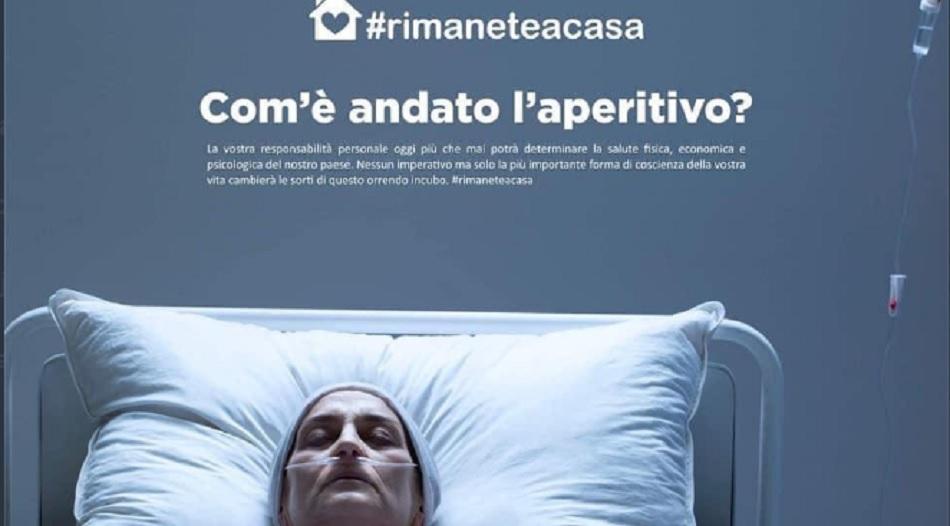 Fuerte campaña en Italia para quedarse en casa. Twitter