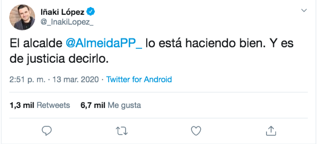 Tuit Iñaki López Almeida Tuit Iñaki López Almeida