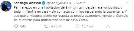 Tuit de Abascal sobre Pablo Iglesias