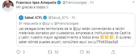 Mensaje de agradecimiento de Igea Mensaje de agradecimiento de Igea