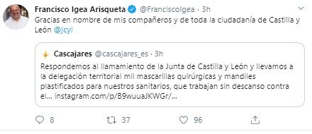 Mensaje de agradecimiento de Igea 2 Mensaje de agradecimiento de Igea 2