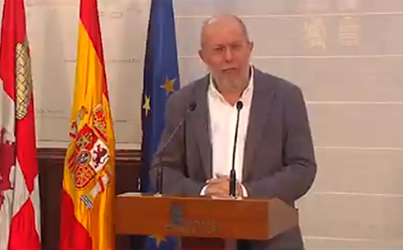 Francisco Igea durante su declaración institucional pidiendo material para afrontar el coronavirus. 