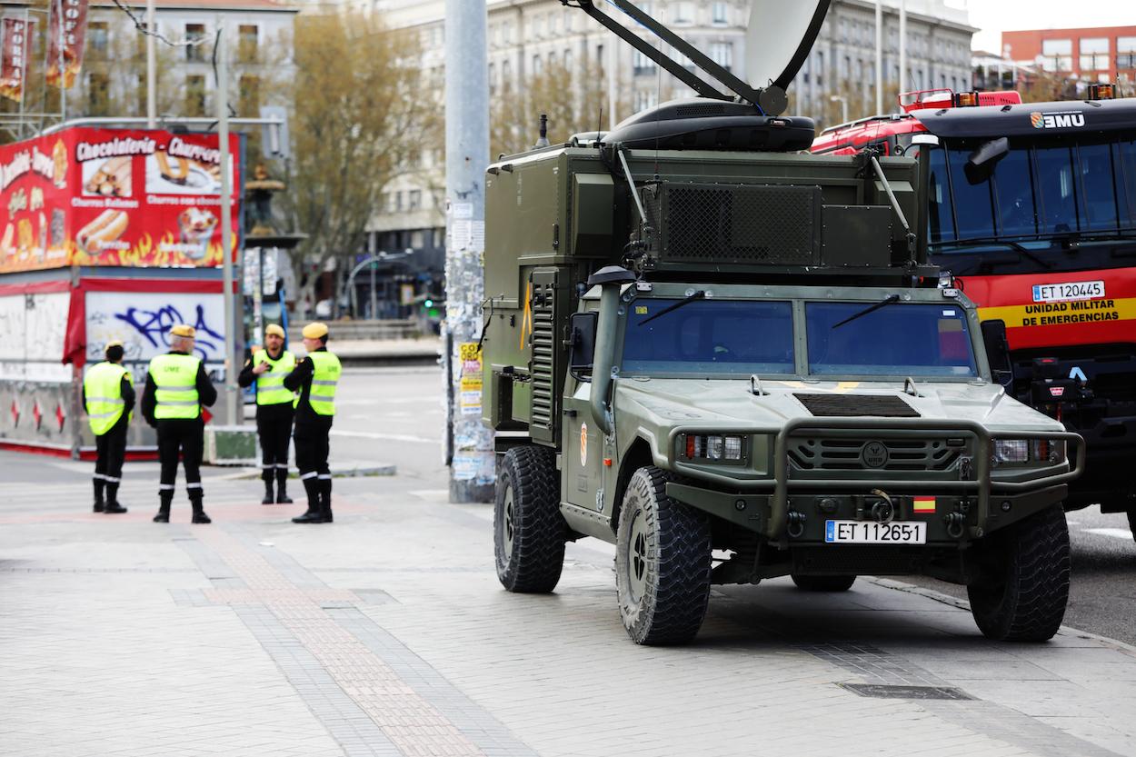 Militares de la UME se despliegan en Madrid el 15 de marzo de 2020