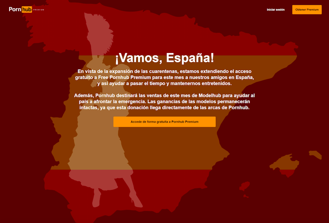 Mensaje de la web Pornhub.com a los usuarios españoles