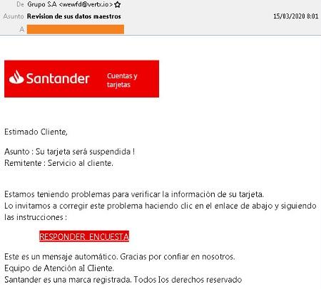 Falsa web del Banco Santander