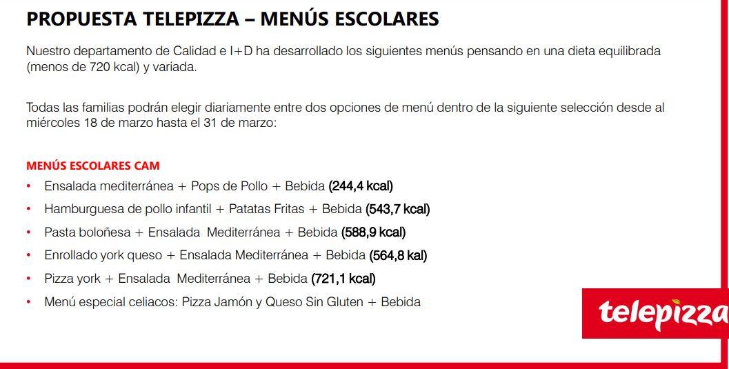 Menú Telepizza