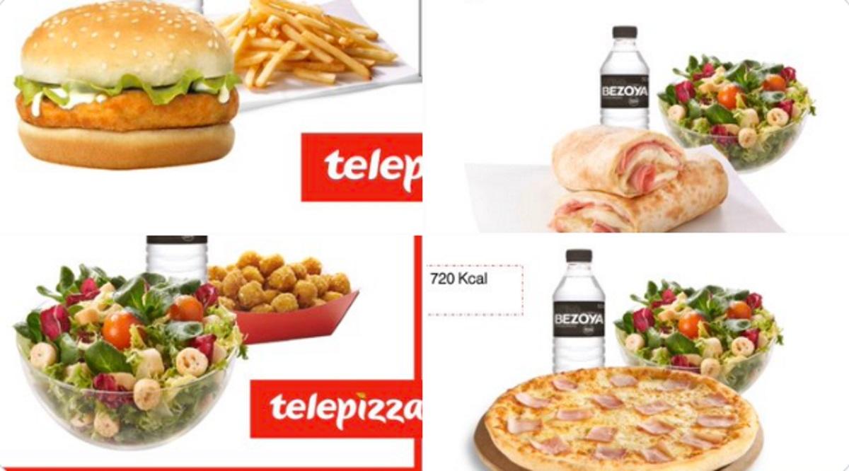Algunos de los menús de Telepizza que la Comunidad de Madrid repartirá entre los niños con beca comedor