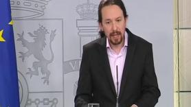 Pablo Iglesias durante su comparecencia desde Moncloa