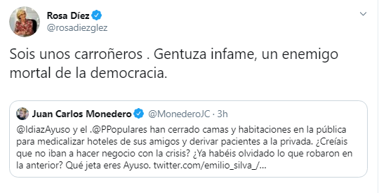 Tuit de Rosa Díez contra Juan Carlos Monedero