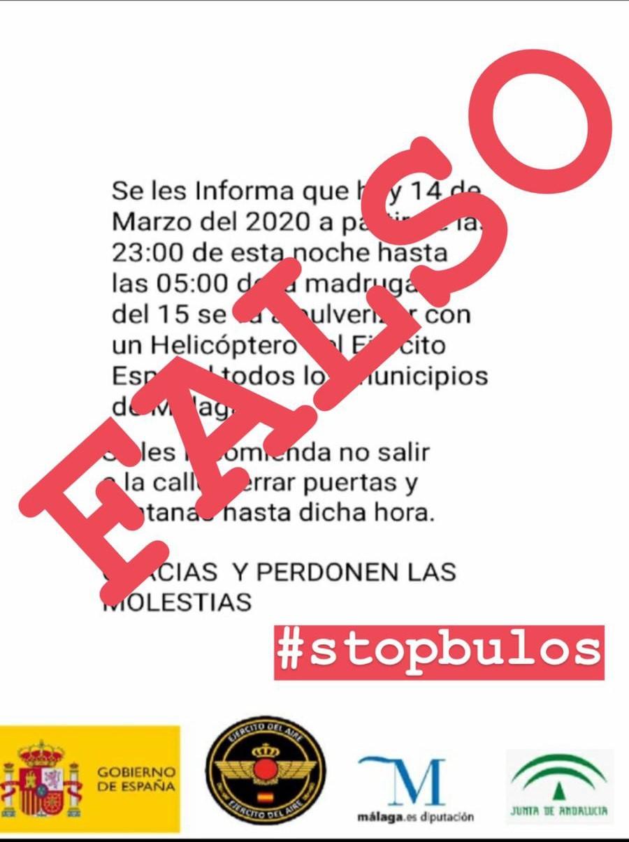 Cartel que desmiente el bulo que circulaba en redes sociales 