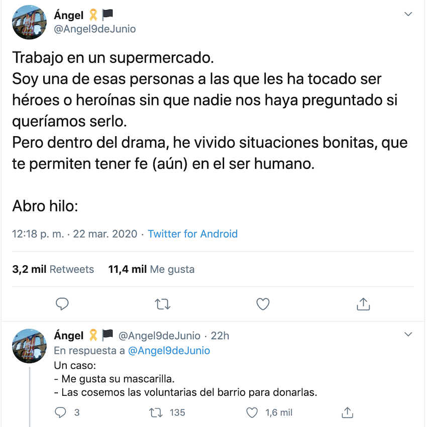 Hilo de Twitter de trabajadora de supermercado