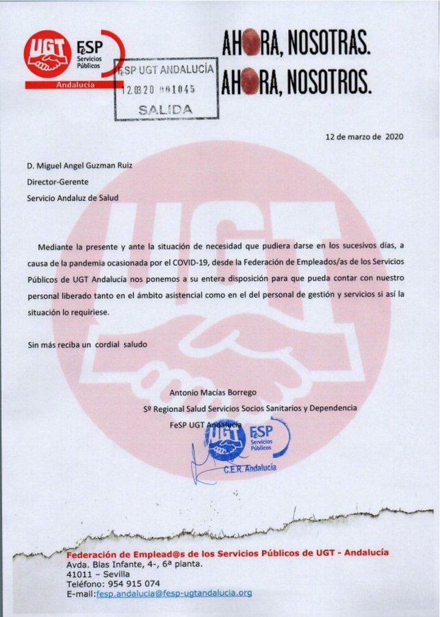 Carta de UGT Carta de UGT