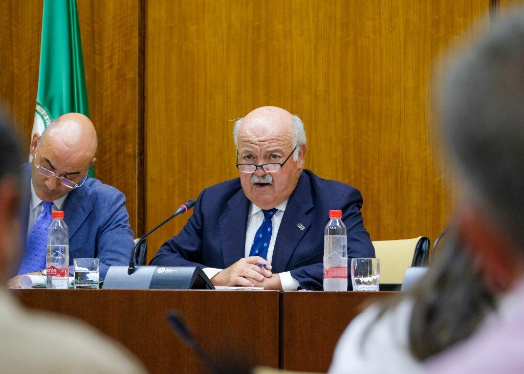 El consejero de Salud y Familias, Jesús Aguirre, en una comparecencia en el Parlamento.