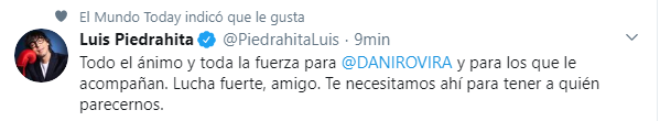 Tuit de apoyo a Dani Rovira de Luis Piedrahita