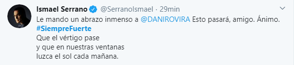 Tuit de apoyo a Dani Rovira del cantante Ismael Serrano