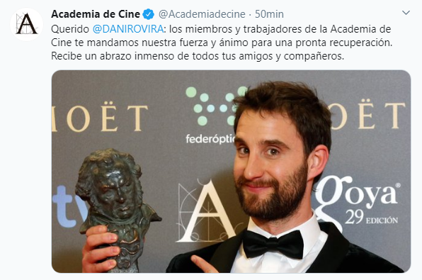 Tuit de apoyo a Dani Rovira de la Academia de cine