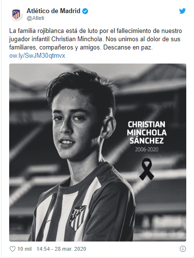 Comunicado por el fallecimiento del joven Christian Minchola