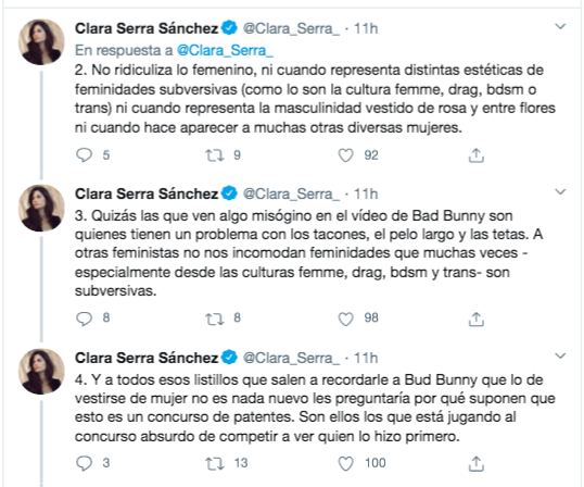 Tuit Clara Serra Bad Bunny