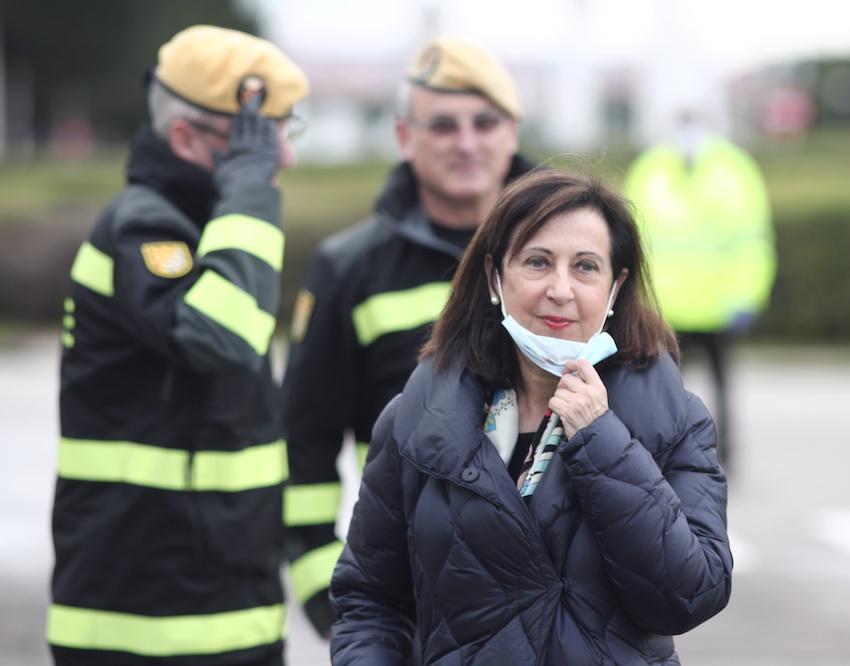 La ministra de Defensa, Margarita Robles, a su llegada a IFEMA