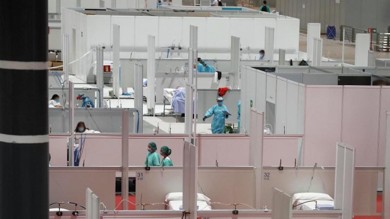 Imagen de camas habilitadas hospital provisional pacientes coronavirus IFEMA. EP