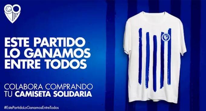 Camiseta del Málaga para recaudar fondos contra el coronavirus
