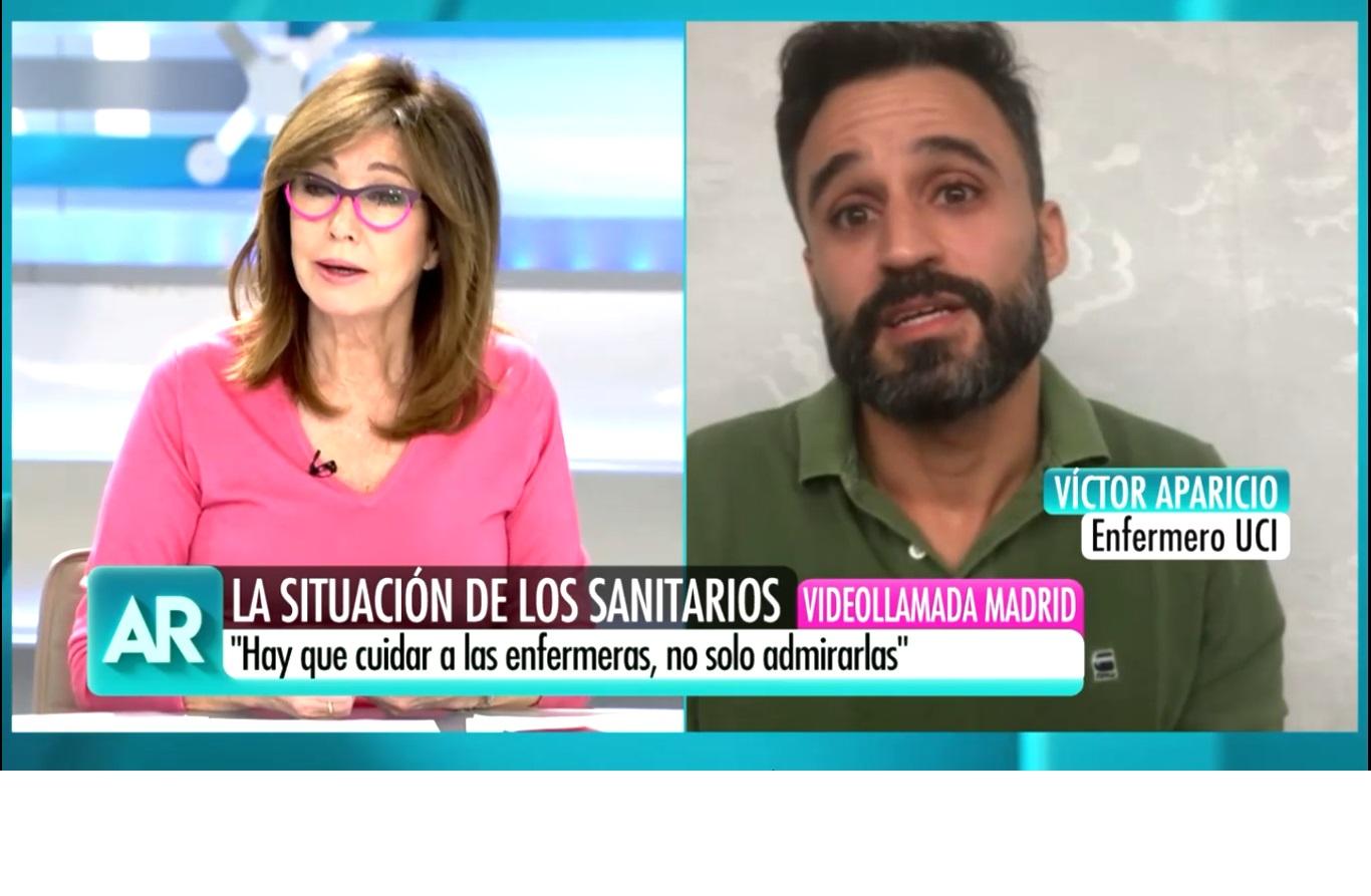Ana Rosa Quintana ha entrevistado a un enfermero, al que ha reprochado que hablase en femenino del gremio de la enfermería